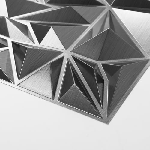 Art3d 33-Pack 3D Wall Panels - Diamond Textured Feature Paneling for Gaming, Living Room, TV Wall - 12 x 12 inch Silver - color: ‎Silver, size: 12x12 Inch 33 pcs