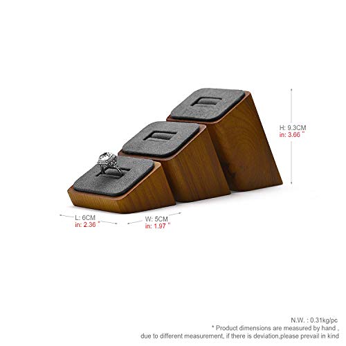 Oirlv 3 PCS Wood Ring Display Stand Showcase Jewelry Display Stand Ring Organizer Holder (Grey) - color: Grey