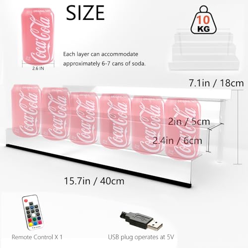 YMVV 15.7 IN Clear Acrylic Display Riser Shelf with LED light,3 Tier Display Step Shelves Holder, Perfume Cologne Organizer Holder,Pops Toys Figures, Clear Cupcake Riser, Dessert Shelf ,2 Pack - color: LED+Clear+15.7IN+3 Tier+2 Pack