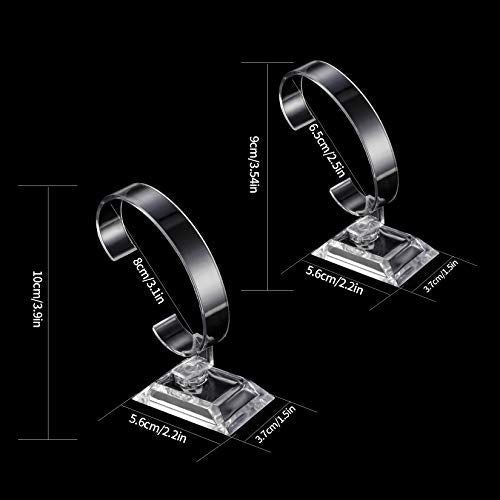 10 Pcs Watch Display Stand Holder, 4 inch/3.5 inch Clear Plastic Watch Display Stand Rack, Round Transparent Bracelet Stand Holder