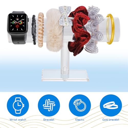 TENINYU Hovering T-Bar Bracelet Necklace Earring Bangle Pendants Anklet Tower Watch Key Jewelry Display Stand for Home Organization (Clear) - color: Clear