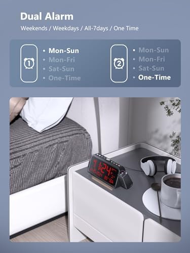 OnLyee Projection Clock for Bedroom Ceiling, Alarm Clock for Heavy Sleepers
