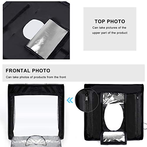 Photo Studio Light Box 24''x24'' with LED Lights, Collapsible Photography Photo Background Shooting Tents with 4 Photo Backdrops(Black, White, Blue,Green) 5500K US Plug - size: 24''×24''