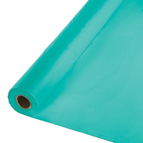 Creative Converting 324763 100' Touch of Color Plastic Table Cover Banquet Roll, One Size, Teal Lagoon - color: Teal Plastic