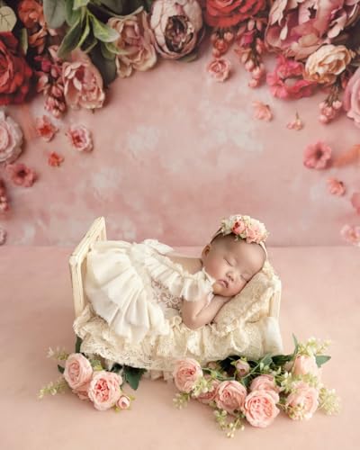 Newborn Photography Props Bed Prop White – Mini Wooden Baby Photography Bed for Newborn Photoshoots, Clean Classic Posing Prop for Studio or Home Sessions - size: Mini Bed White