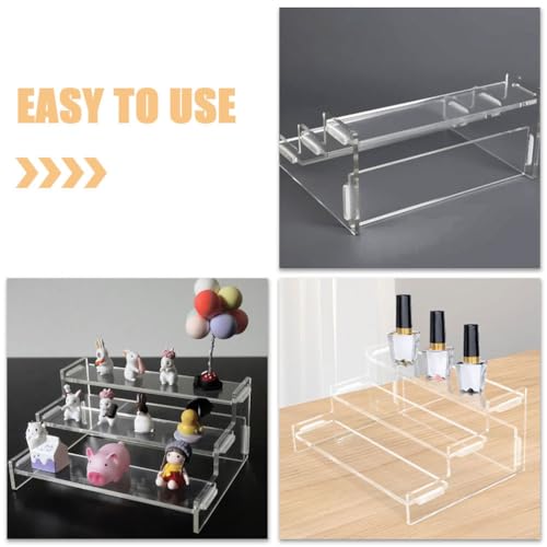 PRETYZOOM Acrylic Figure Display Stand 3-Tier Riser Organizer 9.05X5.90X3.74 Inch Multi-Layer Shelf for Collectibles Figurines Dolls and Perfume Storage