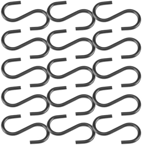 100pcs Mini S Shape Hooks 1/2 Inch Black Wire Ornament Connectors