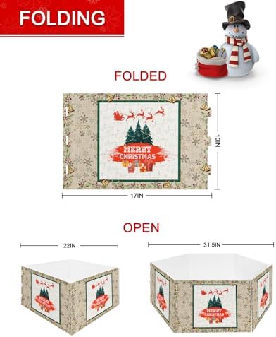 Christmas Tree Collar Tree Box Stand Cover, Artificial/Pencil/Silm/Skinny Tree Ring 4 Packs Collapsible Tree Skirt for Christmas Xmas Tree Decorations, Xmas Tree Vintage Winter Berry Gift 17"x10"