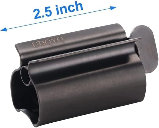 Toothpaste Squeezer - Metal Tube Squeezer Stainless Steel Tube Wringer UDQYQ Toothpaste seat Holder Stand (Matte Black)