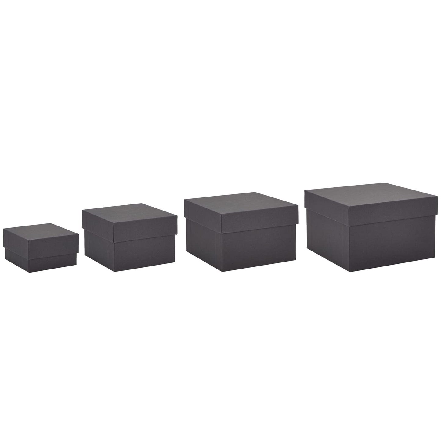 Stockroom Plus 4-Pack Square Nesting Boxes with Lids - Assorted Sizes, 6.5 to 3.5 in - Black - Space-Saving Stacking & Nesting Gift Box Set
