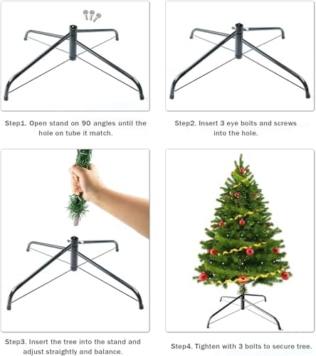 SOMITO Artificial Christmas Tree Stand, Folding Christmas Tree Base for 3 Ft to 6 Ft Xmas Trees, Xmas Tree Holder Metal Christmas Tree Stand Fits 0.5-1.25 Inch Tree Pole, Universal Tree Stand, Green