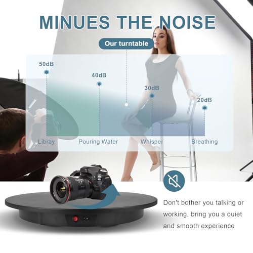 Motorized Rotating Display Stand, Angle Speed Adjustable Electric Rotating Turntable, 360 Degree 330 Lbs Load Auto Rotating Platform for Photography Big Size Products Display Video Show, Wired Black