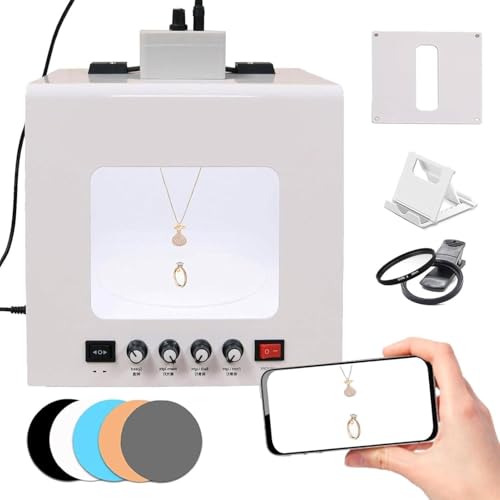 Professional Photo Studio Light Box Kit with 4 Led Light, Adjustable Brightness for Jewelry Photography, Includes Black and White Background, with 360° Automatic Turntable and Hanging Stand(Tv30) - size: Tv30