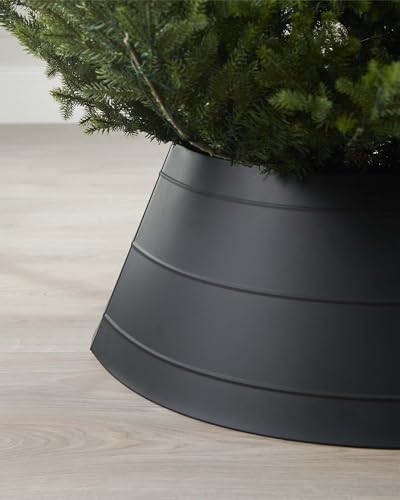 Black Metal Tree Collar – 71 cm Base, 28 cm High, Modern Christmas Stand Cover