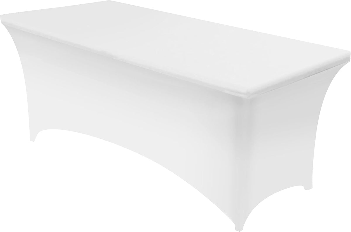 Utopia Kitchen 4FT Spandex Tablecloth [1 Pack, White] 200 GSM Stretch, Fitted, Washable and Wrinkle Resistant Table Cloth Rectangle Cover for Trade Shows, Wedding, Parties [48Lx30Wx30H Inch]