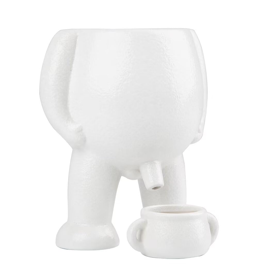 ZIGFRUIT Piss Pot Planter - Peeing Plant Pot, Funny Vase Home Decor (White)
