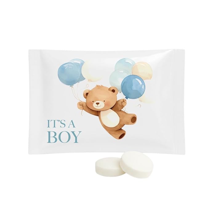 SIMPLY Peppermint "It's a Boy!", Individually Wrapped Peppermint Breath Mints, Bulk 50 Packets (2 per Packet), | Gender Reveal, Baby Shower, Party Favors