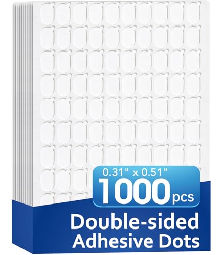 AROIC 1000 Pcs Double Sided Sticky Dots, Easy to Peel Nano Adhesive Dots, Clear Removable Sticky Tack, Strong Adhesive Gel Double Sided Tape Dot for Balloons, Posters, Home, Office, DIY Crafts - size: Rectangular - 0.31 x 0.51 inches