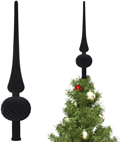 Sumind 11" Christmas Finial Tree Topper Vintage Black Velvet Ornament
