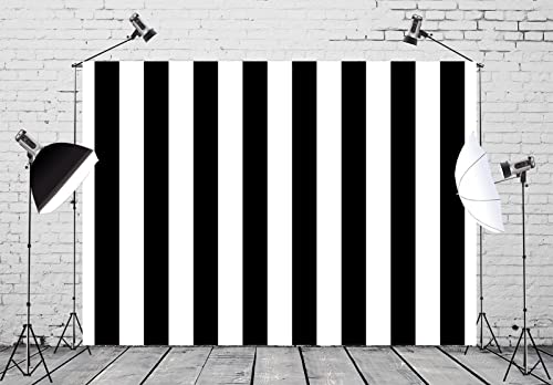 BELECO 12x8ft Fabric Black and White Stripes Backdrop for Photography Striped Theme Baby Shower Birthday Party Decorations Backdrop Black and White Stripes Cake Table Banner Photo Booth Studio Props - size: 12x8FT