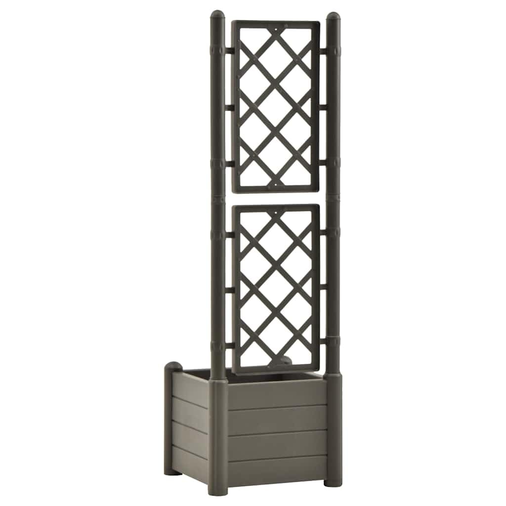 Garden Planter Anthracite, Decorative Polypropylene Pot with Trellis, Indoor Outdoor Use for Climbing Plants