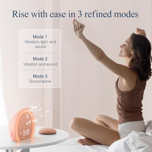 ANJANK Loud Alarm Clock with Wireless Bed Shaker, Vibrating Dual Alarm with Light Wake Up for Heavy Sleepers & Hearing Impaired, 9-Color Night Light, 8 Alarms, 0-100% Dimmer, USB Charger, Bedroom