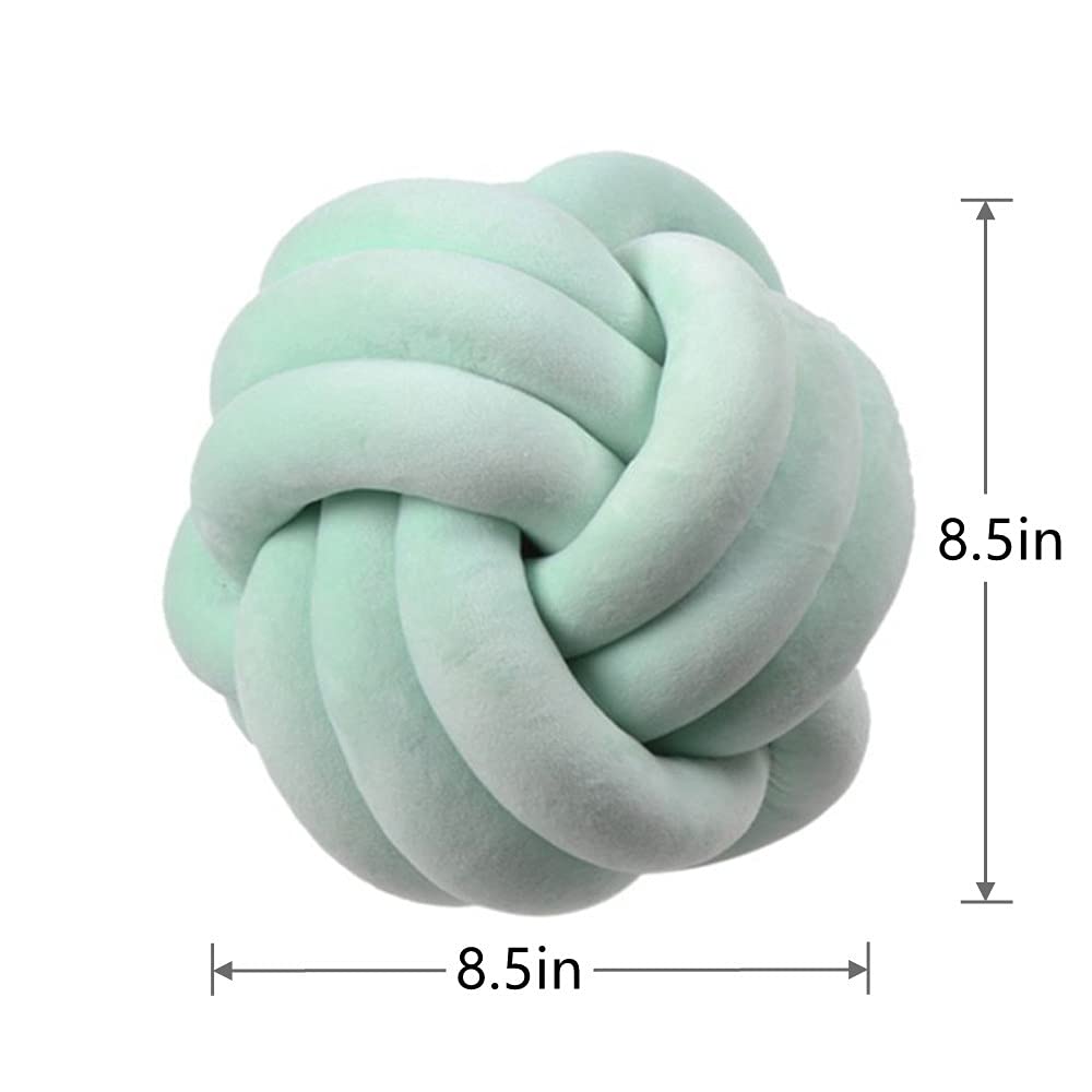 PUXU Knot Pillow Ball Round Cushion Pillows, Children Room Decoration Plush Toys Calming Stress Relief Toy (Mint,8.5in/22cm)
