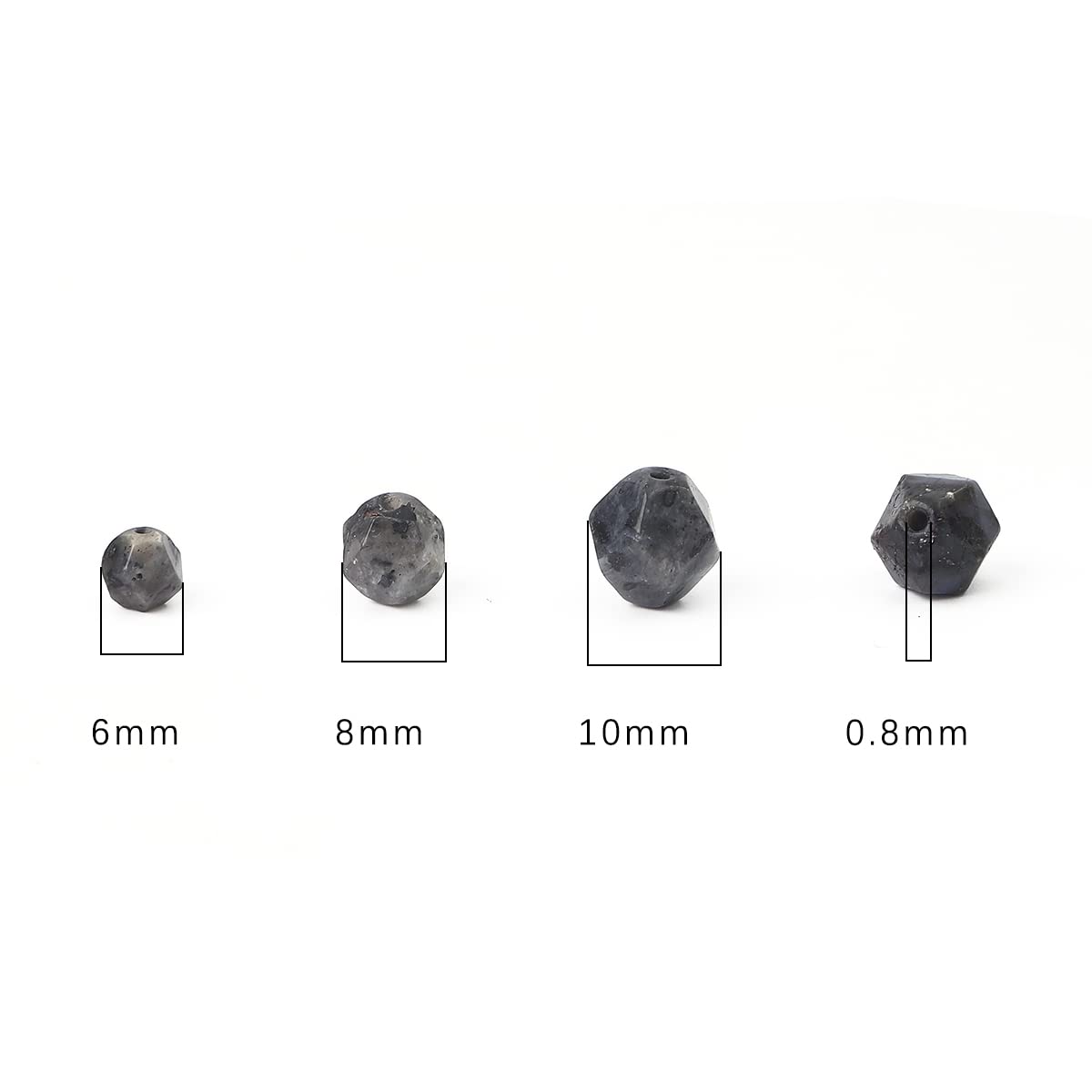 BEADIA Faceted Natural Black Spectrolite Stone Round Beads 6mm 36cm/Strand for Jewelry Making