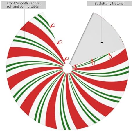 Red and White and Green Candy Cane Lollipop Sugar Swirl 36 Inch Christmas Tree Skirt Round Winter Snow Suitable for Christmas Xmas Halloween Holiday Party Decor Decoration Occasion