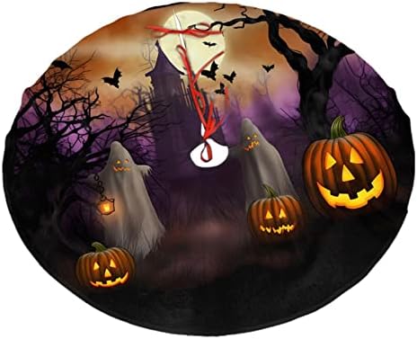 Halloween Funny Pumpkin Trees House Christmas Trees Skirts 36", Halloween Xmas Tree Cloth Mats for Holiday Party Decor Gift