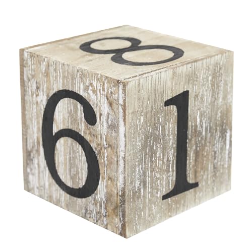 Wooden Perpetual Block Calendar for Desk, Wood Month Date Display Blocks for Teachers, Students, Classroom, Rustic Farmhouse Office Decor, Desk Accessories (5 x 4 In)
