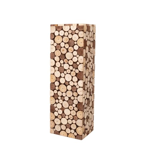Efavormart 36 inch Natural Wooden Slices Pillar Pedestal Stand, Extra Tall Heavy Duty Rustic Wood Riser Column for Grand Entrances and Boutique Retail Displays - size: 36"