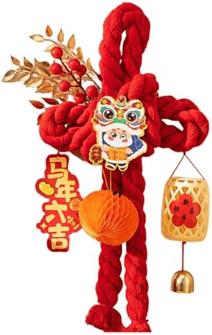Handcrafted Cotton Thread Chinese Knot Ornament New Year Pendant for Holiday Parties and Gifting Easy Install Cotton Knot Wall Pendant with Hook for Holiday Parties Social