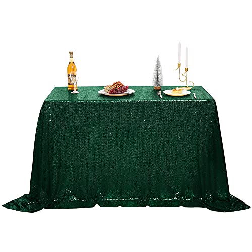 Nanbowang Dark Green Art Deco Sequin Rectangular Tablecloth - 50"x50" - Perfect for Parties & Formal Events - size: 50" x 50" (Square)