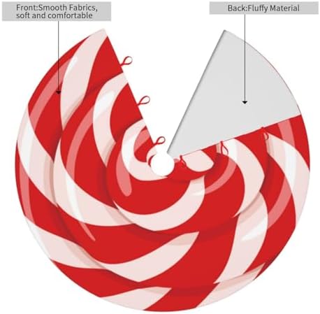 Red and White Lollipop Sweet Candy Sugar Candy Canes Swirl 36 Inch Christmas Tree Skirt Round Winter Snow Suitable for Christmas Xmas Halloween Holiday Party Decor Decoration Occasion
