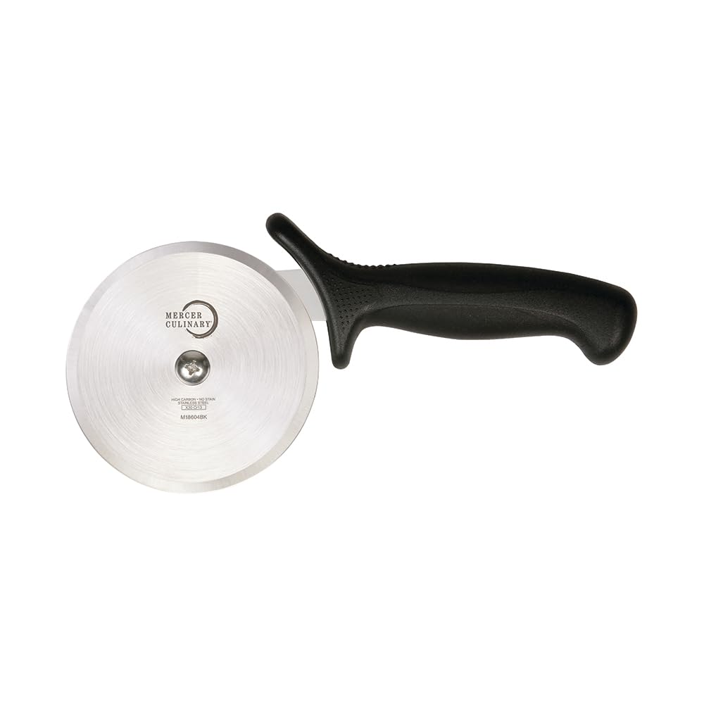 Mercer Culinary Millennia Pizza Cutter with Black Handle, 4 Inch Wheel, Stainless Steel