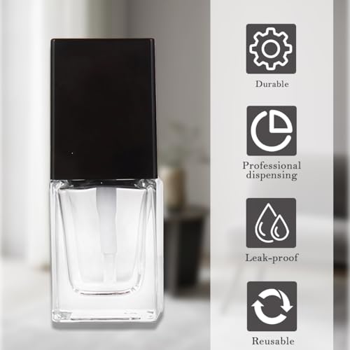 2PCS 15ml/0.5oz Empty Refill Square Glass Cosmetic Pump Bottles Clear Lotion Containers with Black Pump Head Makup Travel Vials for Foundation Cleanser Essential Oils Liquids Cream