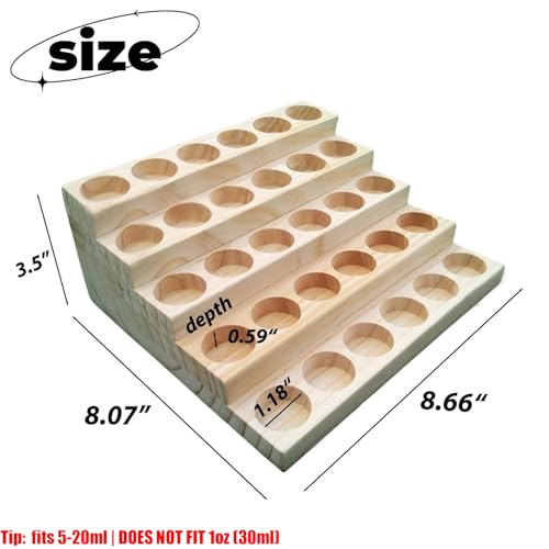 Wooden Essential Oil Display Stand 5 Tier Essential Oil Holder Solid Wood Essential Oil Rack 5 Layer 30-Bottle Essential Oil Display Stand Tabletop Oil Display Holder for 5-20ml Bottles - style: 5 Layers