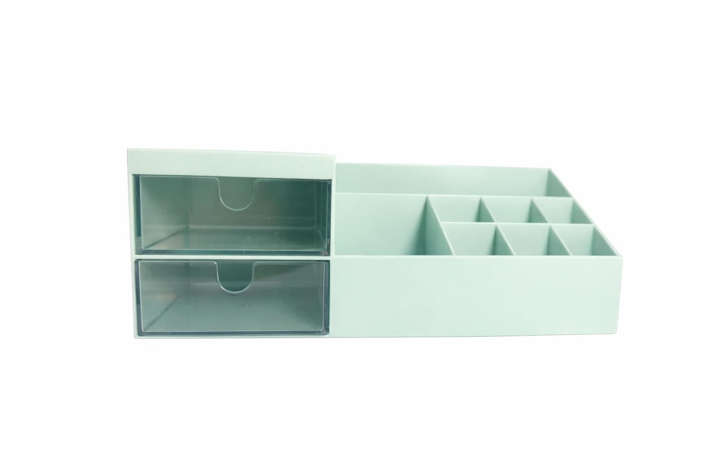 Meadows Supply Desktop Drawer Storage Organizer – Multi-Purpose Plastic Makeup & Office Storage Box with Divided Drawers, Dust-Proof Vanity Organizer for Cosmetics, Jewelry & Stationery (Blue)