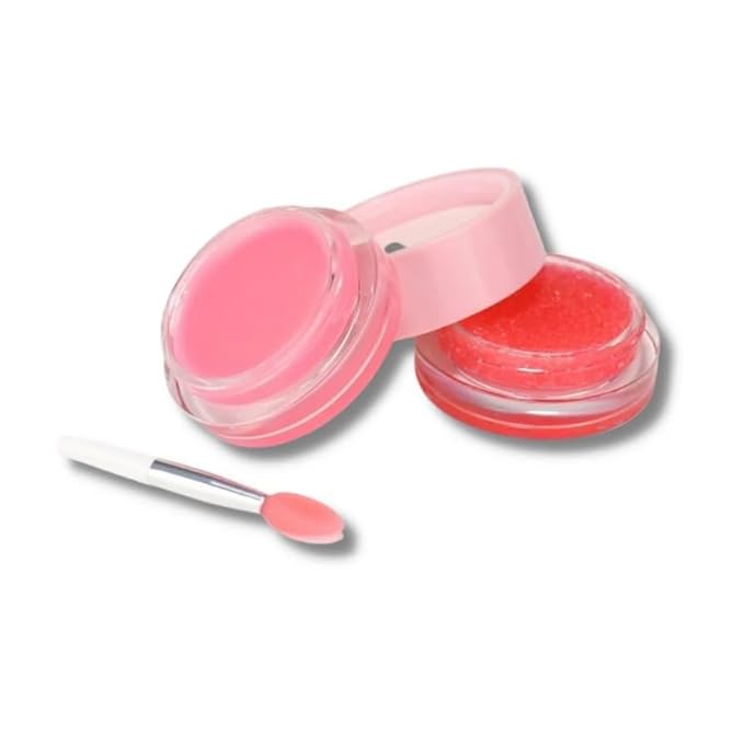 Lip Love Duo - Vegan Lip Scrub & Moisturizing Balm Set - Softening, Strawberry Flavor, All Skin Types
