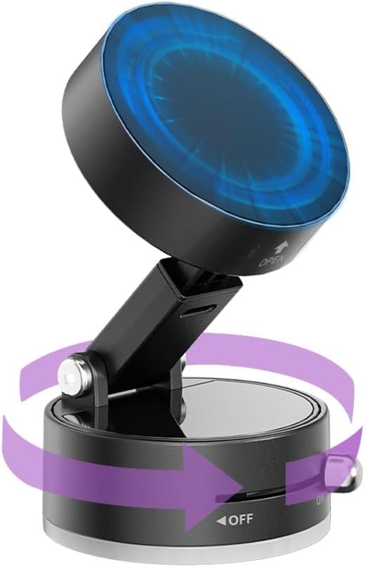 Magnetic Phone Holder for Car, [360° Rotatable] Phone Mount with Strong Suction Cup & Retractable Stand, Foldable Phone Holder for iPhone 16/15/14/13 and All Smartphone (Black)