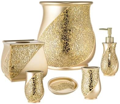 Zahari Home Sinatra Bath Tooth Brush Holder Modern Tooth Brush and Toothpaste Holder, Champagne