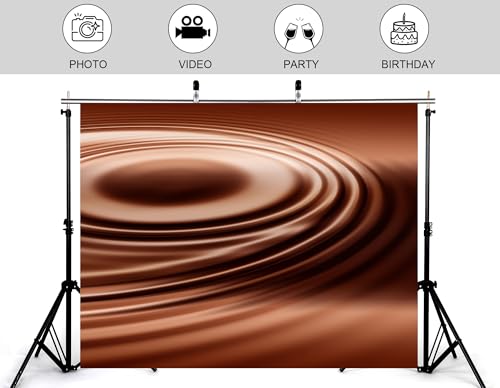 7x7ft Swirling Melted Chocolate Backdrop Smooth Rich Brown Liquid with Glossy Texture Photography Background for Dessert Baking Themed Party Decorations Banner Photo Booth Props - size: 7x7ft