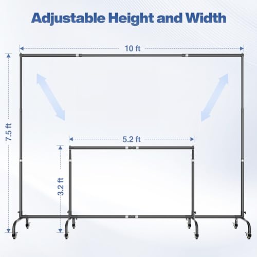 10x7.5ft Backdrop Stand with Wheels, Heavy Duty Back Drop Adjustable Photo Backgound Support Kit, Moveable Banner Frame for Parties/Photography/Wedding/Studio