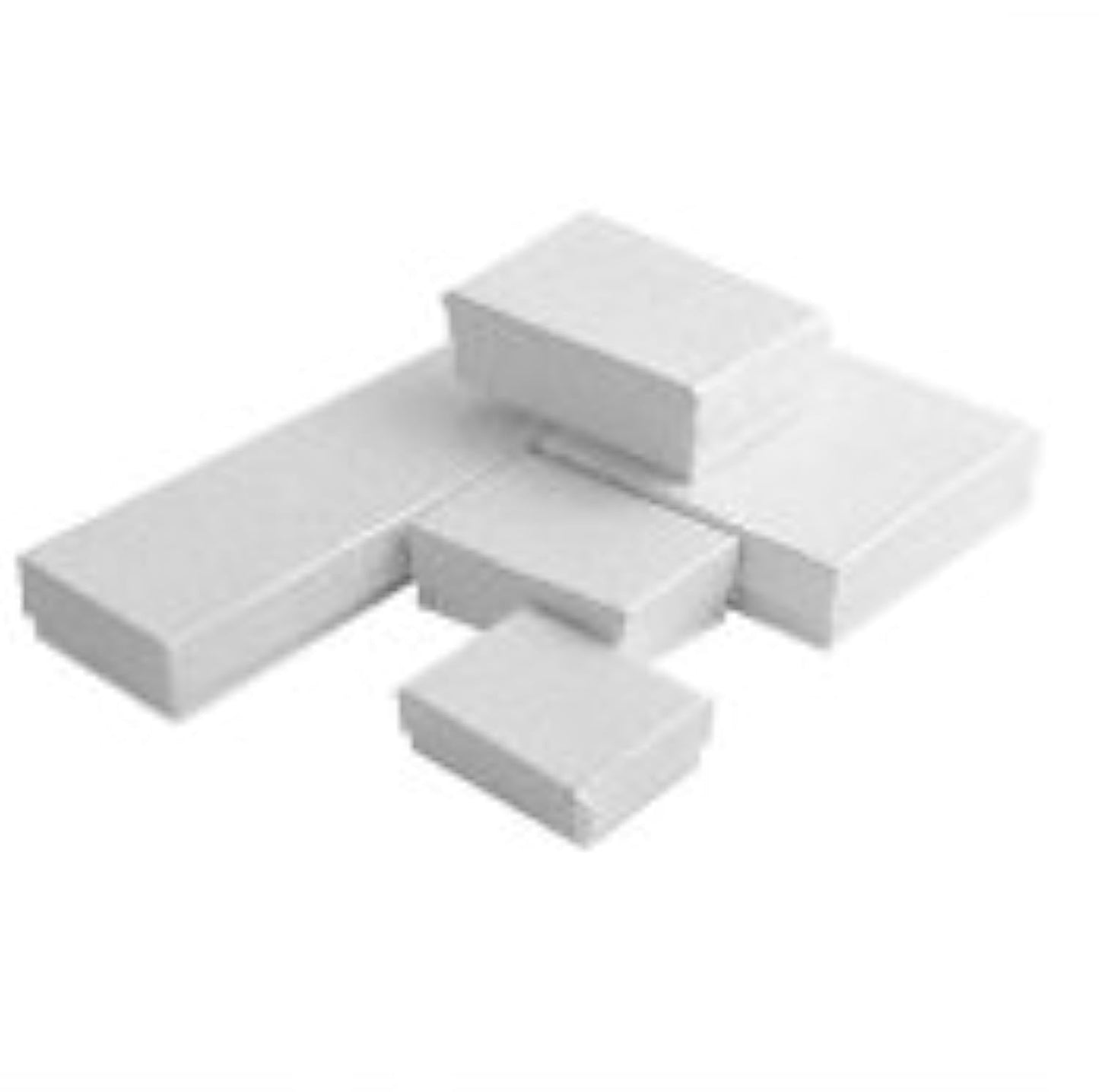 TheDisplayGuys - 100-Pack #99 Cotton Filled Cardboard Paper Jewelry Boxes Gift Case - White Swirl (5 Sizes Assortment) - for Shipping or Storage