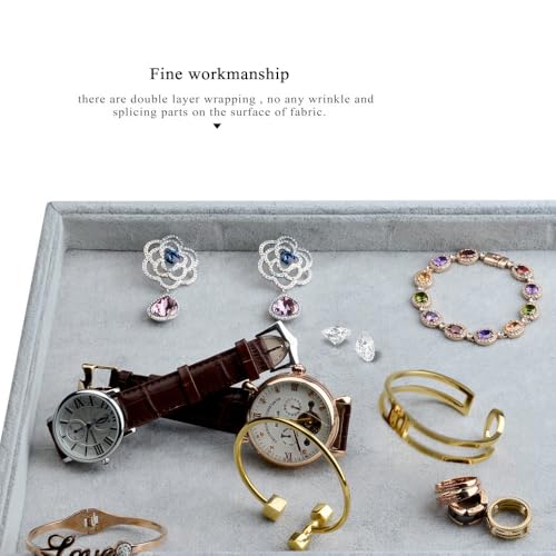 Oirlv Velvet Stackable Jewelry Trays Grids Rings Earrings Bracelet Watch Showcase Display Tray - size: 1 Grid Tray