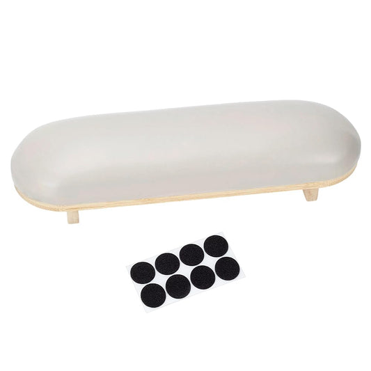 AHANDMAKER 1Pc Nail Arm Rest, Cleanable Imitation Leather Manicure Hand Rest Pillow Solid Wooden Base Nail Cushion Hand Holder Stand for Manicure Salon Use Acrylic Nails Supplies, Tan