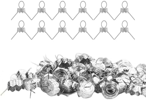Ornament Caps 100Pcs Secure Metal Christmas Ornament Hooks Replacement Hangers for Christmas Tree, Porcelain, Ceramic or Glass Decoration, 20mm, Silver
