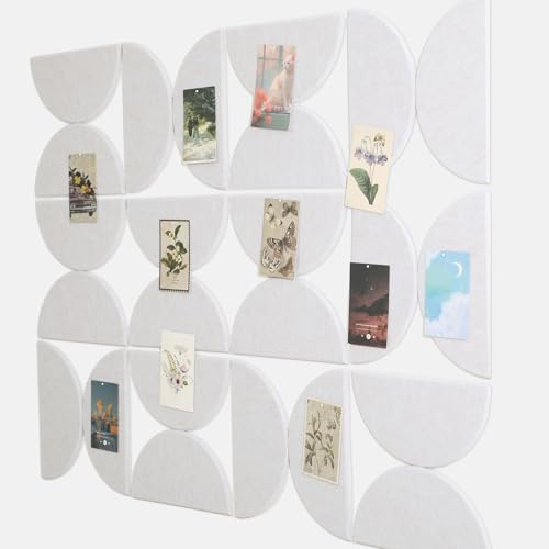 AceOrbit 24 Pcs Decorative Felt Bulletin Board Semicircular Wall Felt Tiles Modern Home Decor Felts Tiles with Glue for DIY Pin Board Office School Home Wall Decor Sticker Memos Photo Display