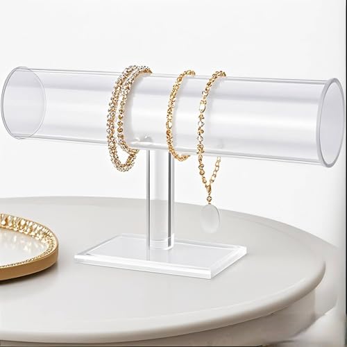 ChezMax Necklace Jewelry Display Jewelry Stand Hovering T-Bar Bracelet Holder for Home Organization - color: G-Transparent